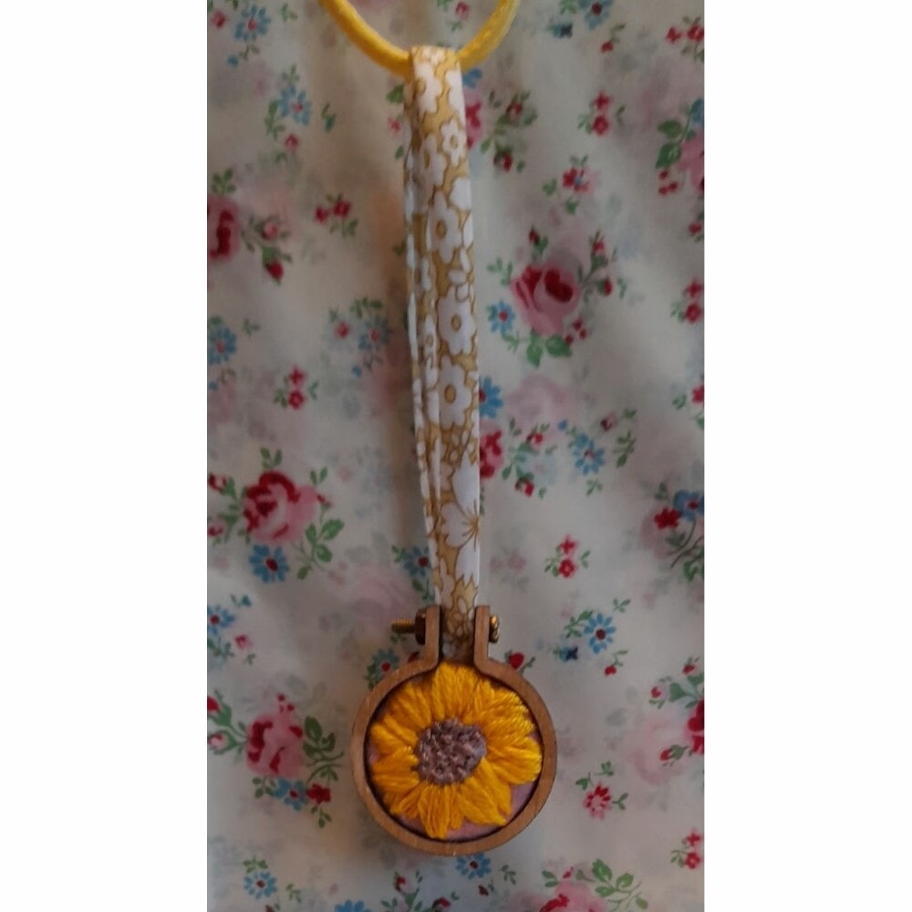 Necklace , Sunflower Mini Hoop Embroidery - Image 2