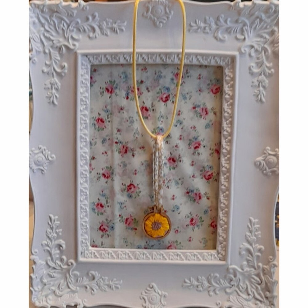 Necklace , Sunflower Mini Hoop Embroidery - Image 3