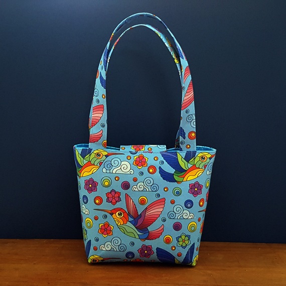 Small Handmade Hummingbird Handbag – Colourful Fabric Purse with Magnetic Closure | Eco-Friendly Lightweight Tote Bag