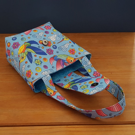 Small Handmade Hummingbird Handbag – Colourful Fabric Purse with Magnetic Closure | Eco-Friendly Lightweight Tote Bag