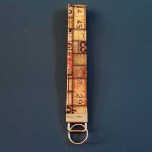 Vintage Ruler Print Wristlet Keyfob - Handmade Fabric Keyring Strap for Keys And Bags