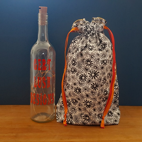 Bag of Sunshine – Eco-Friendly Reusable Gift Bag – Sunshine Print with Orange Ribbon – Fully Lined