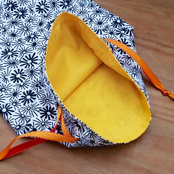 Bag of Sunshine – Eco-Friendly Reusable Gift Bag – Sunshine Print with Orange Ribbon – Fully Lined
