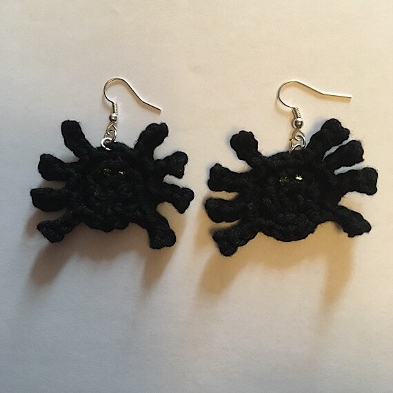 Handmade Crochet Spider Earrings - Unique Cotton Yarn Jewellery