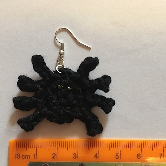 Handmade Crochet Spider Earrings - Unique Cotton Yarn Jewellery - Image 2