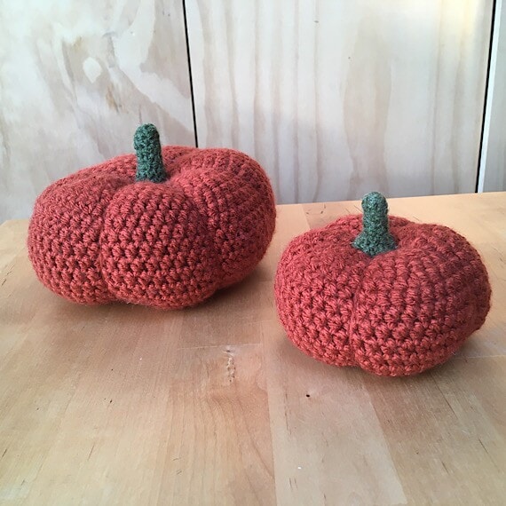 Handmade Crocheted Pumpkin Decorations for Halloween and Autumn