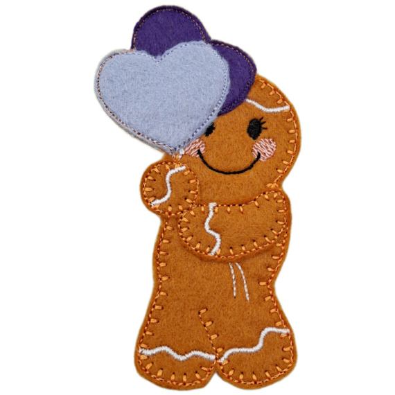 Gingerbread Character with Heart Balloons - Handmade Felt Decoration - Image 4