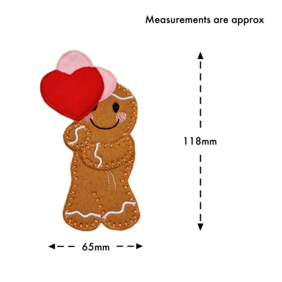 Gingerbread Character with Heart Balloons - Handmade Felt Decoration - Image 2