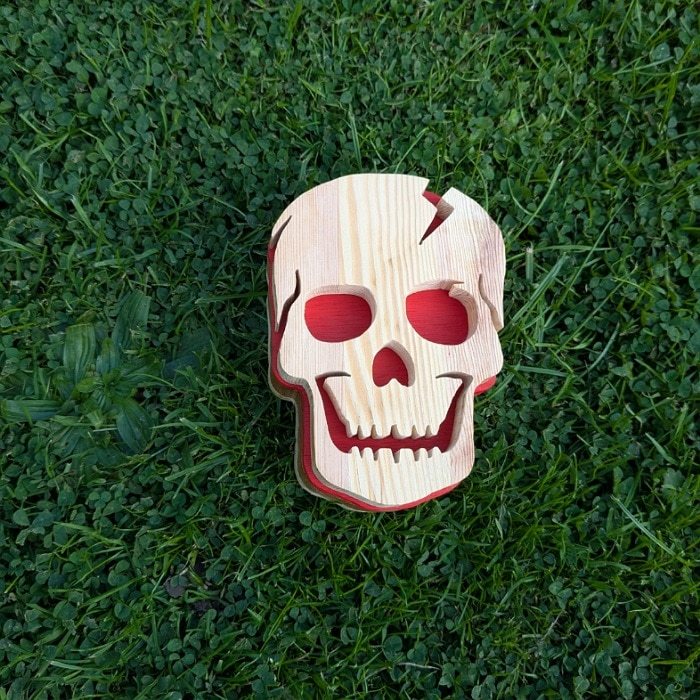 Handcrafted Wooden Skull Keepsake Box - Unique Woodwork Design - Image 2
