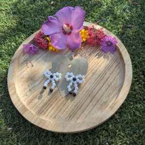 Handmade Wire Beaded Bow Earrings