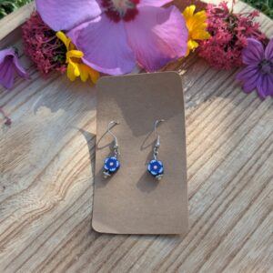 Delicate Blue Flower Earrings – Handcrafted Floral Jewelry