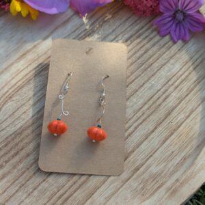 Handmade Silver Wire Work Pumpkin Earrings