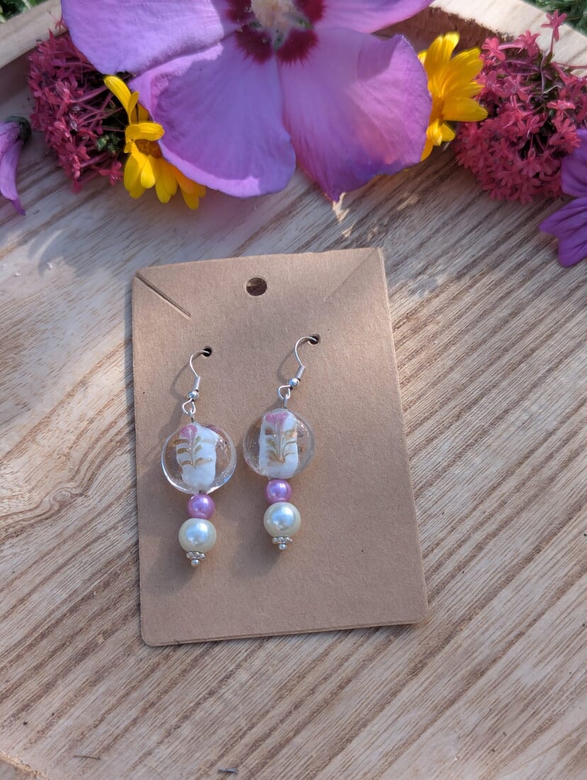 Handcrafted Flower Glass Bead Earrings for Elegant Style