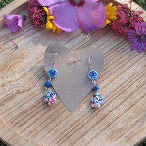 Handmade Turtle Earrings with Glass Bead – Unique Ocean-inspired Jewelry