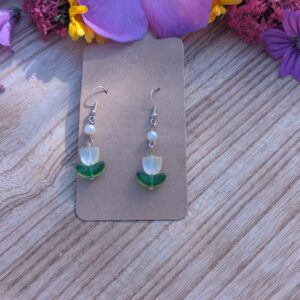 Handmade Yellow Glass Tulip Earrings for Elegant Style