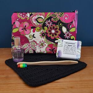 Pink Flower Power Zipper Bag – Bold & Fun Pouch for Makeup, Toiletries, Art & Craft Supplies