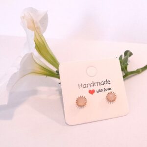 Rose quartz flower studs tiny 5mm studs in 18k gold plated flower cup