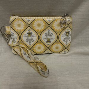 Handmade Bee Fabric Purse with Removable Wristlet – Stylish and Practical