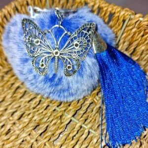 Butterfly Pom Pom Fluffy Bag Charm – Vibrant Accessory for Every Bag