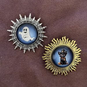 ghost and kitten as brooches