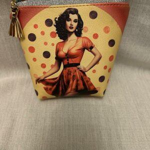 Vintage 60s Style Handmade Vinyl Pouches Set of 4 with Zipper Top