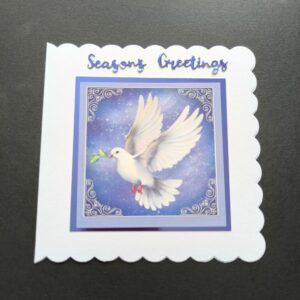 Scalloped Edge Christmas Card with Dove Design – Blank Inside