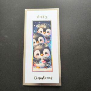 Christmas Penguins Trio Silver Foiled Edged Card with Envelope