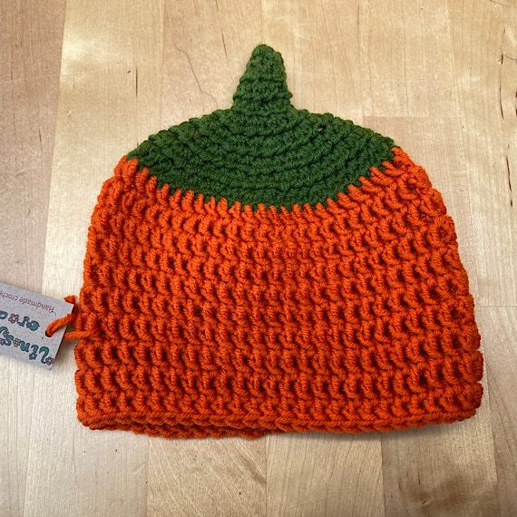 Handmade Eco-Friendly Crochet Pumpkin Hat for Children and Adults - Image 2
