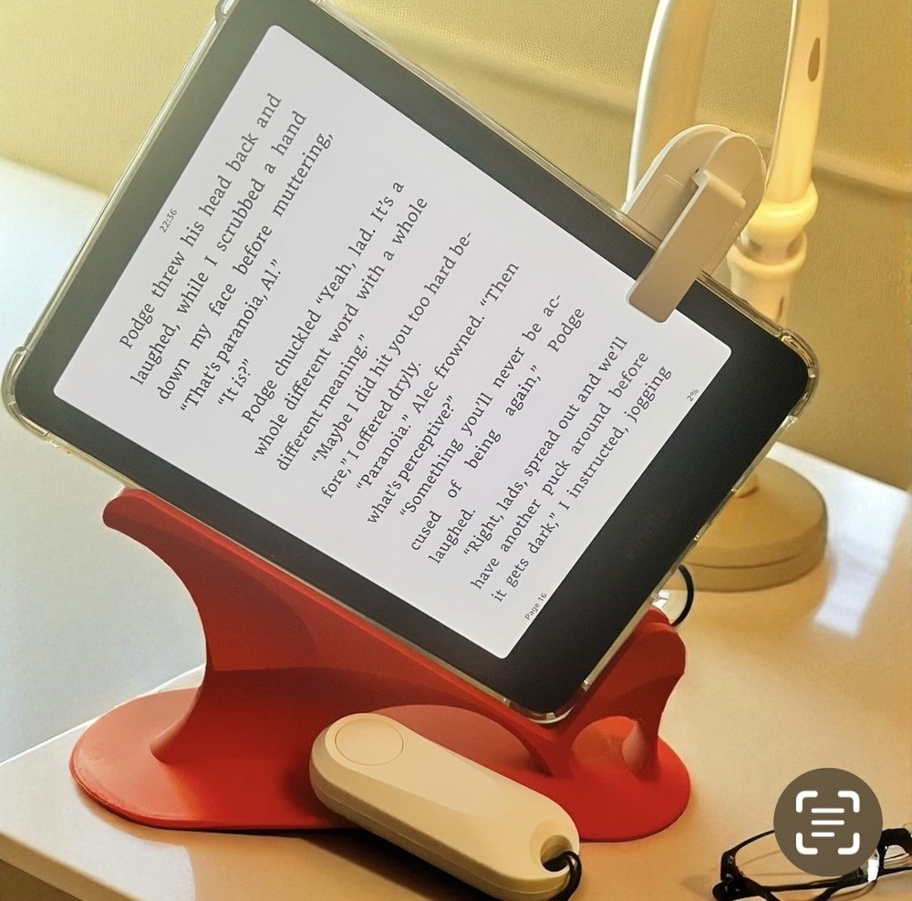 3D Printed Tilted Kindle Holder for Comfortable Reading While Laying Down - Image 2