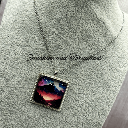 Handmade Aurora Borealis Pendant - Volcan - Unique design - Necklace - Image 3