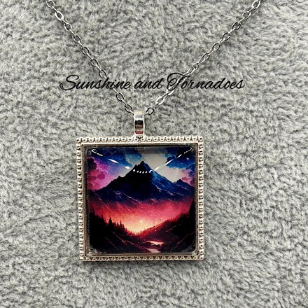 Handmade Aurora Borealis Pendant - Volcan - Unique design - Necklace - Image 4
