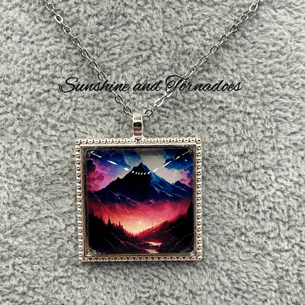 Handmade Aurora Borealis Pendant - Volcan - Unique design - Necklace - Image 2