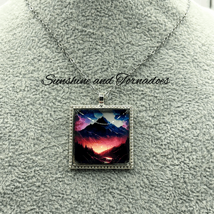 Handmade Aurora Borealis Pendant - Volcan - Unique design - Necklace