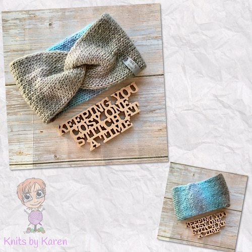 Colourful Hand-Knitted Twisted Headwrap