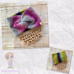 Colourful Hand-Knitted Twisted Headwrap