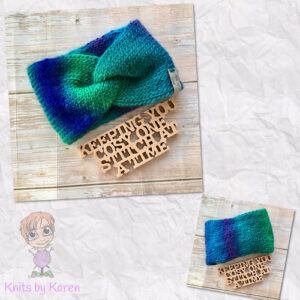 Colourful Hand-Knitted Twisted Headwrap