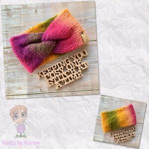 Colourful Hand-Knitted Twisted Headwrap