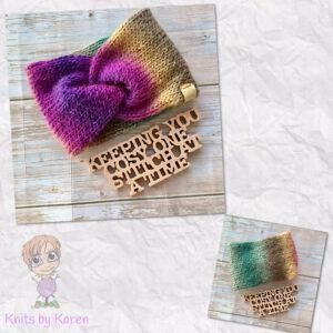 Colourful Hand-Knitted Twisted Headwrap