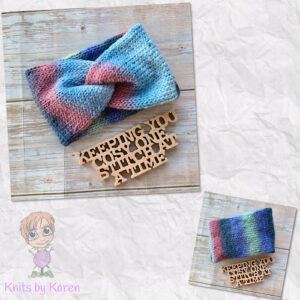 Colourful Hand-Knitted Twisted Headwrap