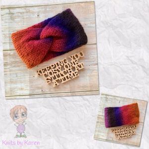 Colourful Hand-Knitted Twisted Headwrap