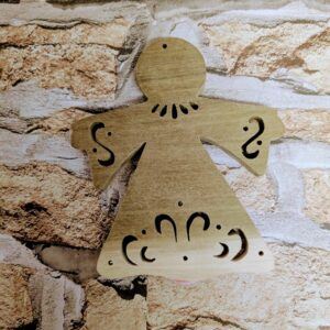 Handcut Wooden Angel Christmas Tree Decoration with Free Personalization