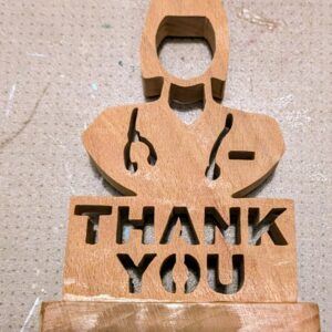 Handcrafted Wooden Nurse/Doctor ‘Thank You’ Cutout Sculpture