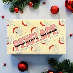 Custom Christmas Name Sticker pack of 5 – Festive Holiday Design