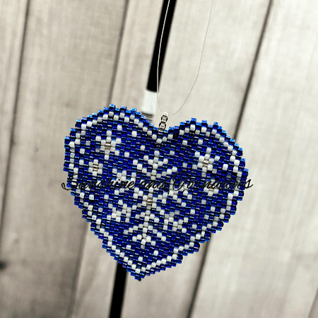 Hand crafted Beaded Christmas Tree Decoration - Scandi Heart - Made to Order - Choose Your Colour. - Image 6
