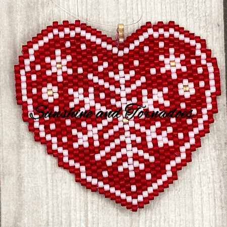 Hand crafted Beaded Christmas Tree Decoration - Scandi Heart - Made to Order - Choose Your Colour. - Image 4