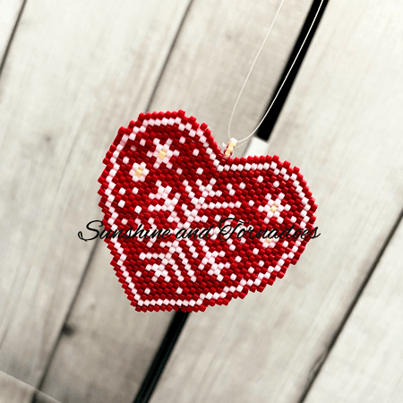 Hand crafted Beaded Christmas Tree Decoration - Scandi Heart - Made to Order - Choose Your Colour. - Image 3