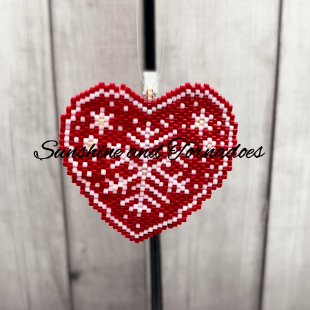 Hand crafted Beaded Christmas Tree Decoration - Scandi Heart - Made to Order - Choose Your Colour. - Image 2