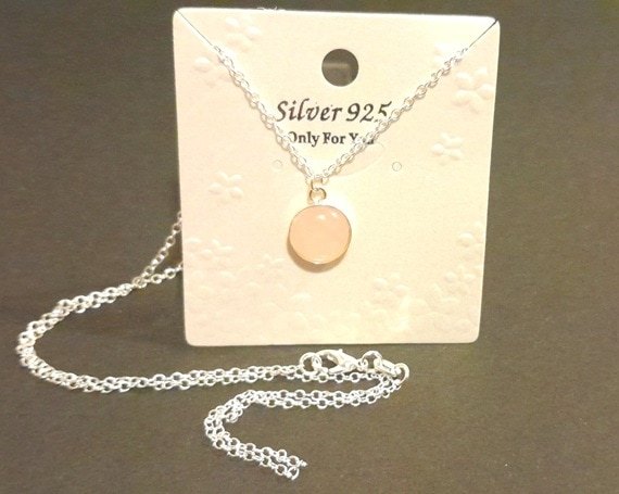 Sterling Silver Rose Quartz Drop Necklace with 925 Silver Chain - Image 2