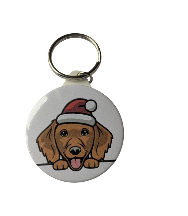 Adorable Golden Retriever Keyring with Santa Hat - Ideal Gift for Retriever Dog Owners - Image 3