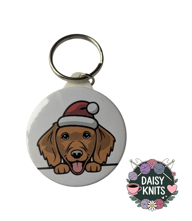 Adorable Golden Retriever Keyring with Santa Hat - Ideal Gift for Retriever Dog Owners - Image 2